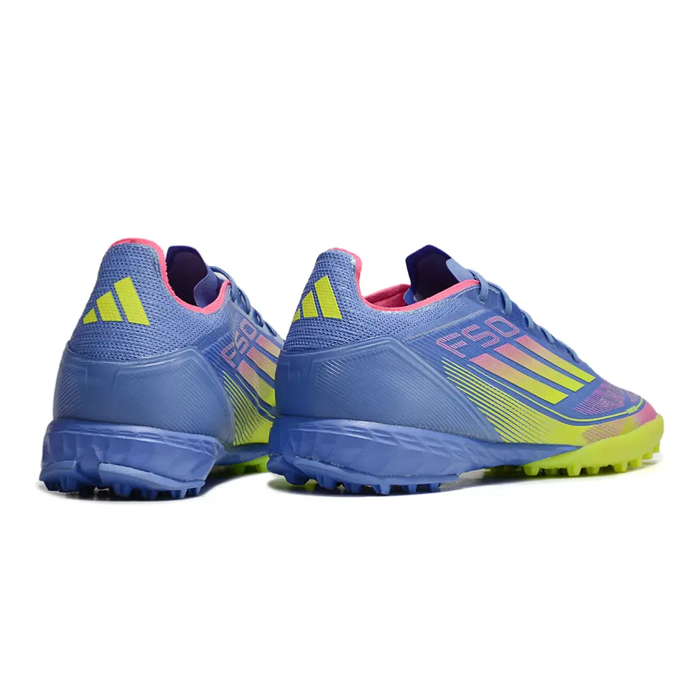 Chuteira Society Adidas F50 TF | Azul, Verde e Rosa