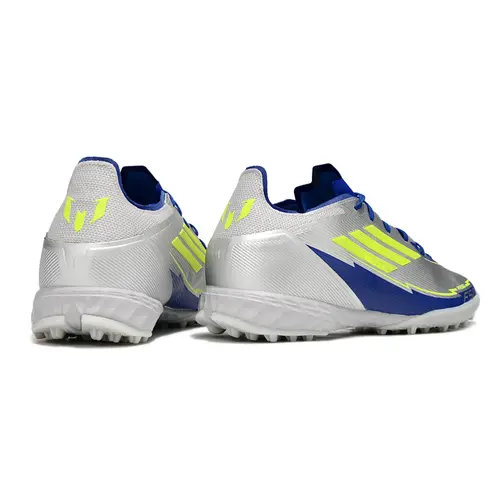 Chuteira Society Adidas F50 TF Prata, Azul e Verde