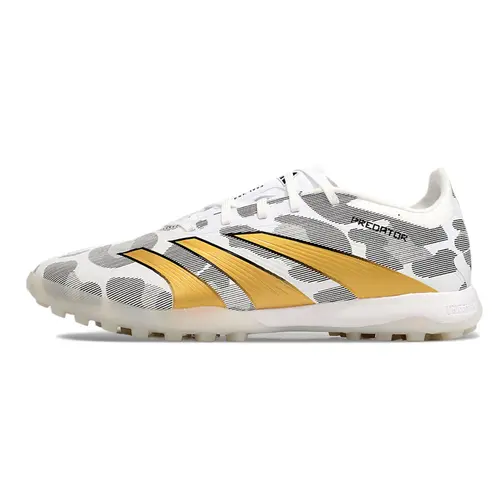 Chuteira Society Adidas Predator Elite TF Branca, Cinza e Dourada