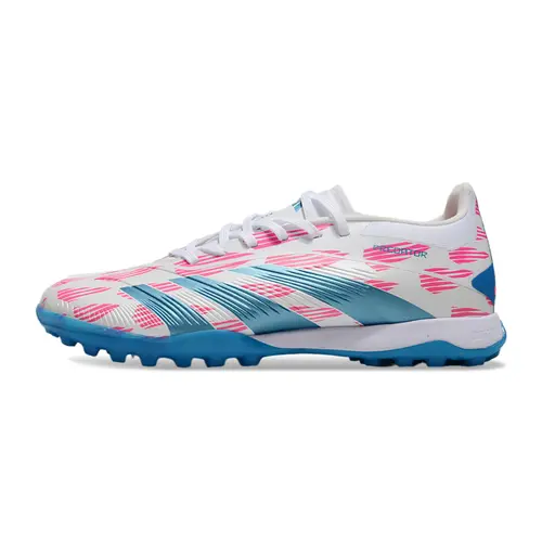 Chuteira Society Adidas Predator Elite TF Branca, Rosa e Azul 
