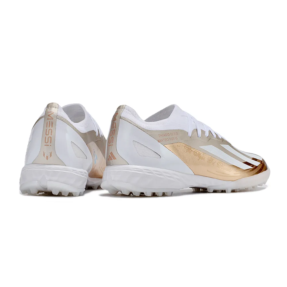 Chuteira Adidas X Crazyfast Messi.1 TF Branca Dourada | Agilidade