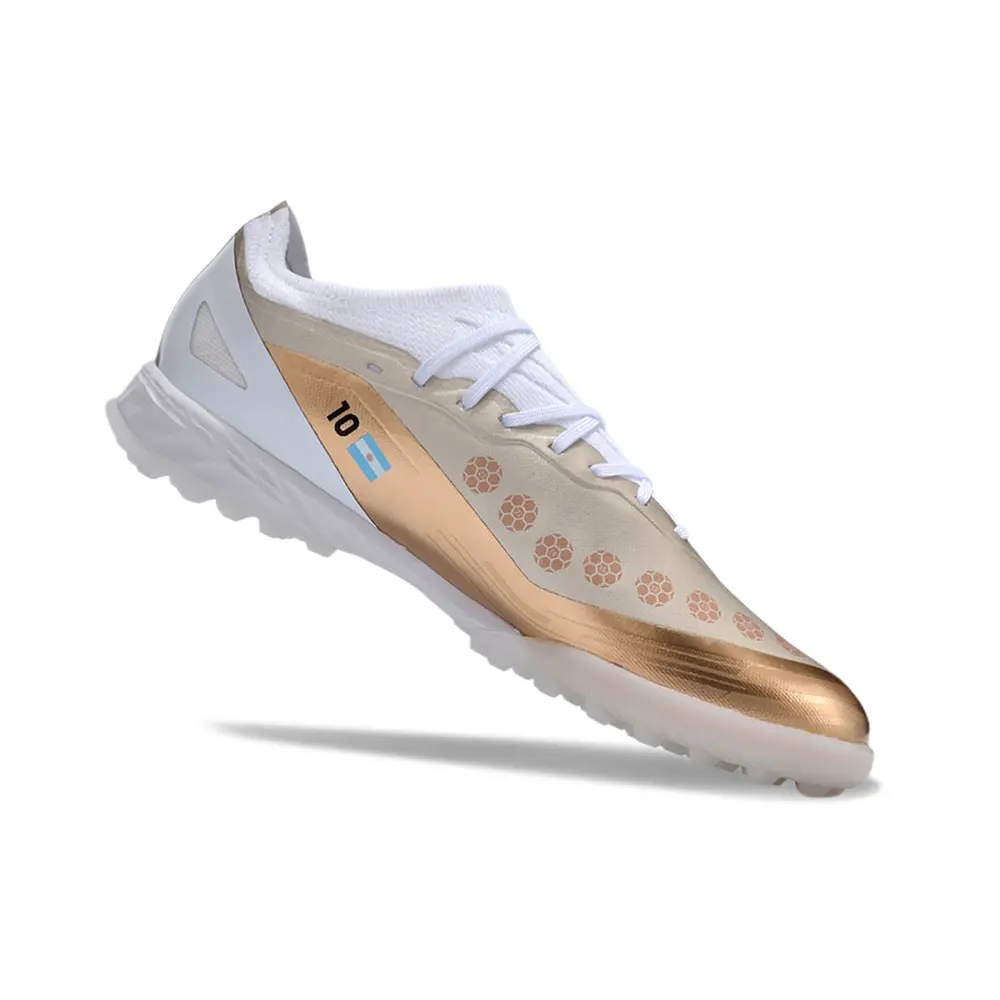 Chuteira Adidas X Crazyfast Messi.1 TF Branca Dourada | Agilidade