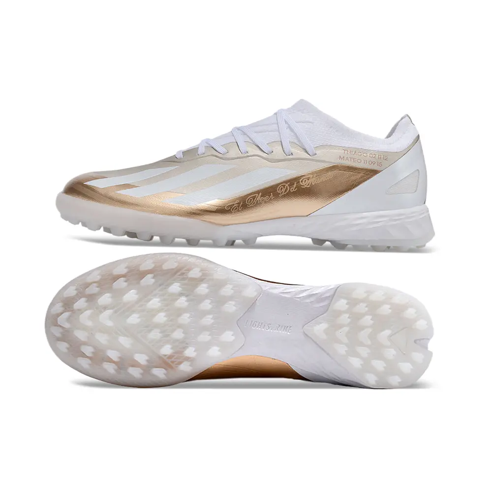 Chuteira Adidas X Crazyfast Messi.1 TF Branca Dourada | Agilidade