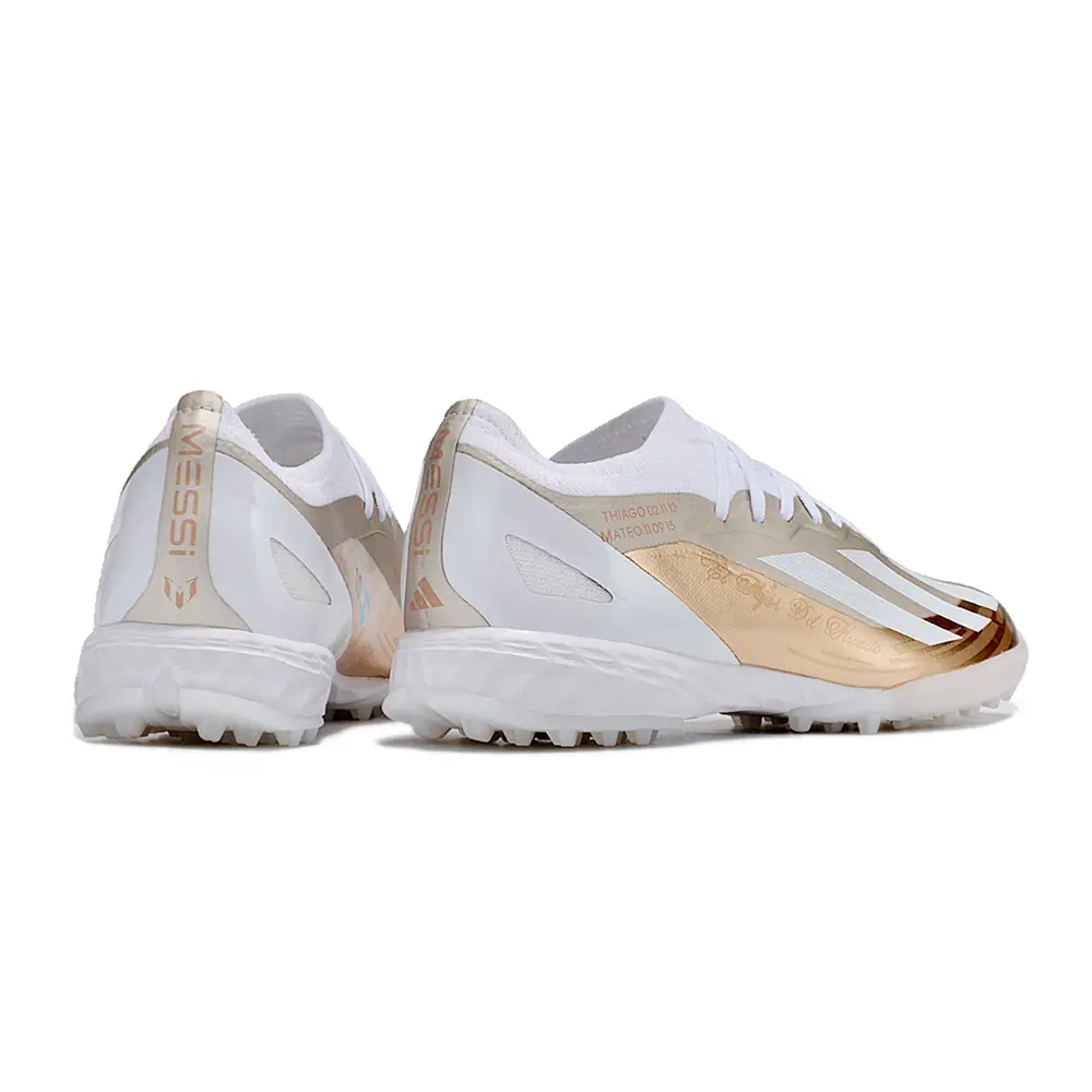 Chuteira Adidas X Crazyfast Messi.1 TF Branca Dourada | Agilidade