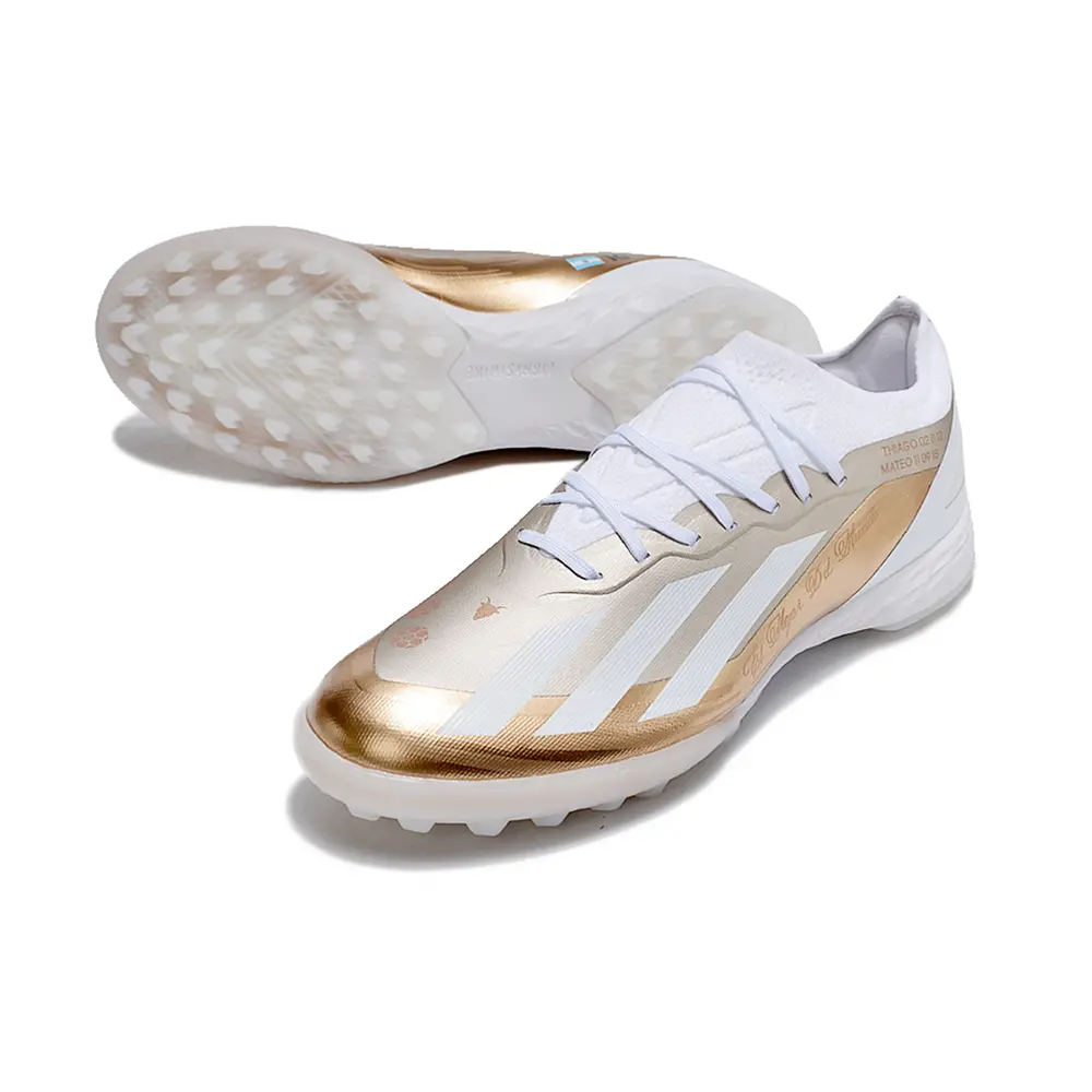 Chuteira Adidas X Crazyfast Messi.1 TF Branca Dourada | Agilidade