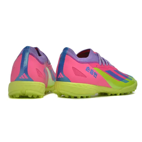 Chuteira Society Adidas X Crazyfast.1 TF Rosa e Verde 