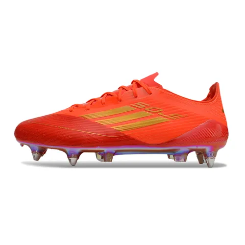 Chuteira Campo Adidas F50 Ponta de Aluminio Vermelho e Dourado