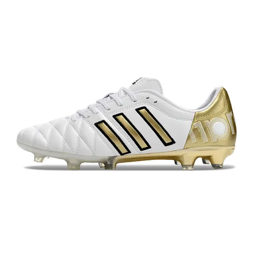 Chuteira Campo Adidas AdiPure 11 Pro FG Branca e Dourada 