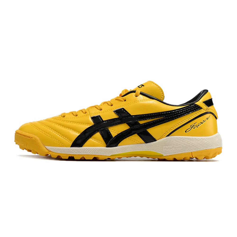 Chuteira Society Asics Japan TF Amarela e Preta | Conforto e Controle