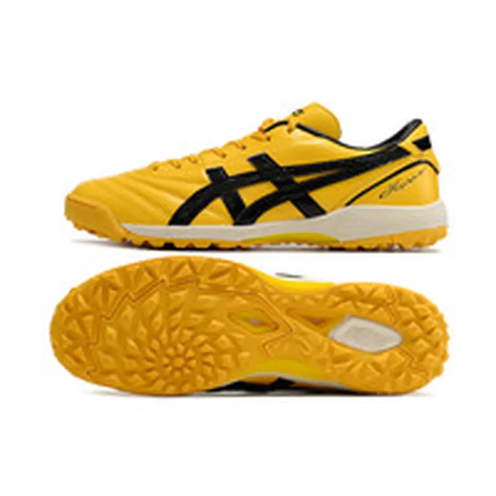Chuteira Society Asics Japan TF Amarela e Preta | Conforto e Controle