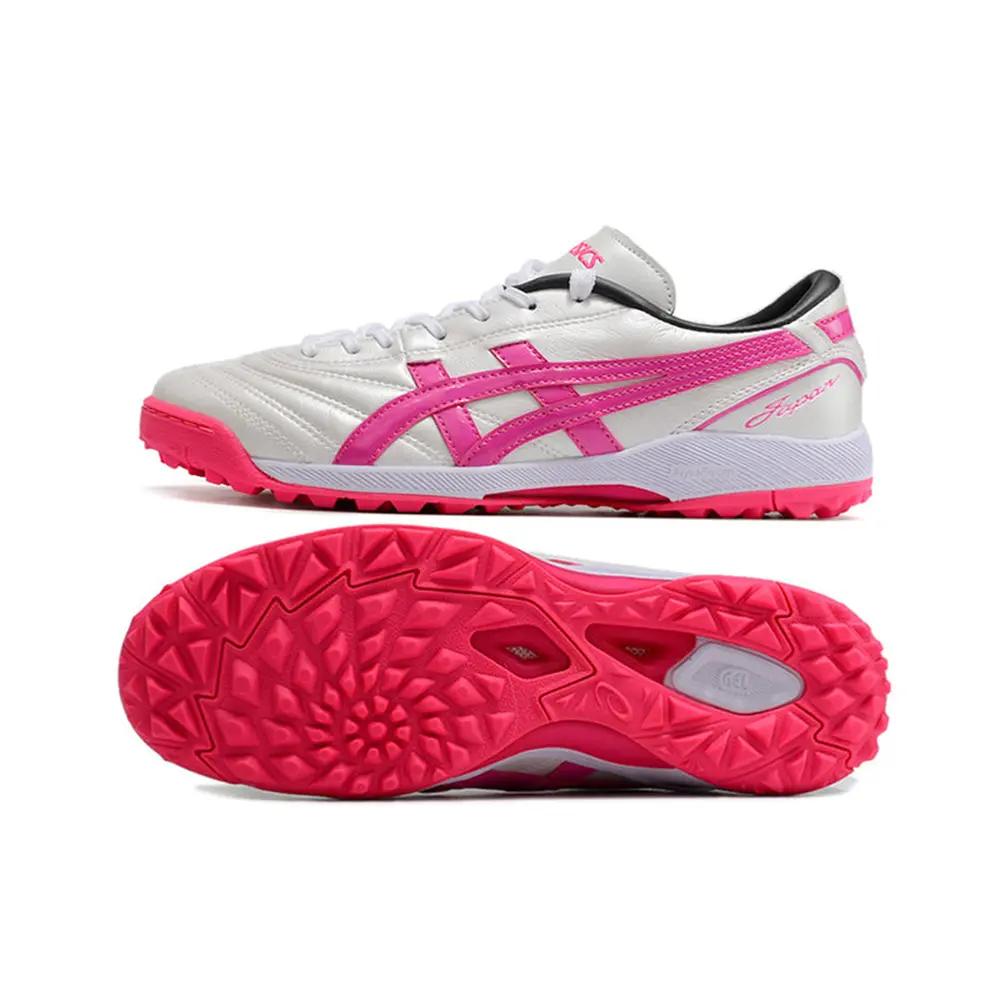 Chuteira Society Asics Japan TF Branca e Rosa | Conforto