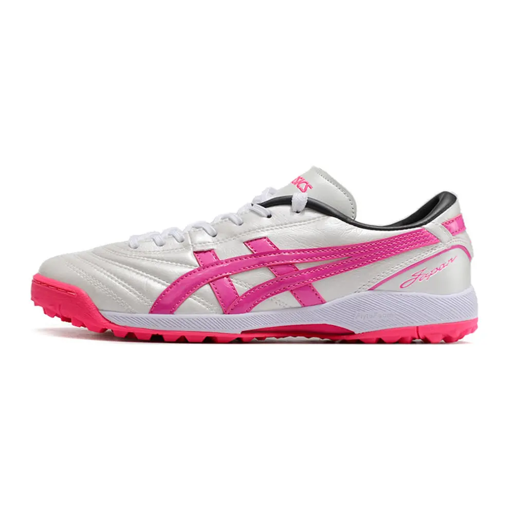 Chuteira Society Asics Japan TF Branca e Rosa | Conforto