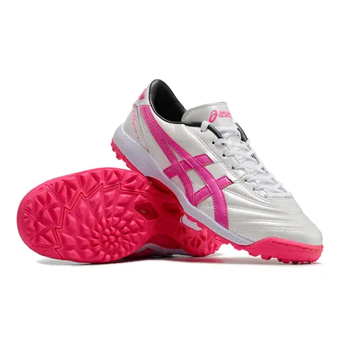 Chuteira Society Asics Japan TF Branca e Rosa
