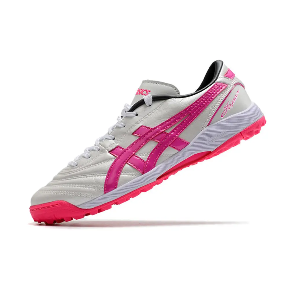 Chuteira Society Asics Japan TF Branca e Rosa | Conforto