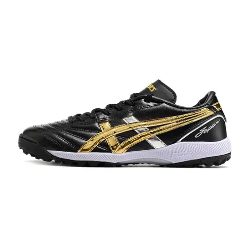 Chuteira Society Asics Japan TF Preta e Dourada