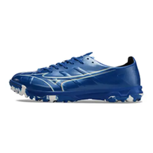 Chuteira Society Mizuno Alpha TF Azul e Branca 