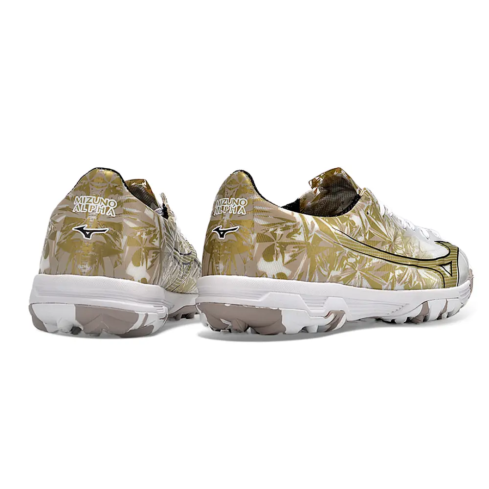Chuteira Society Mizuno Alpha TF | Branca Dourada Sérgio Ramos