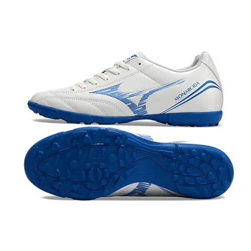Chuteira Society Mizuno Morelia Classic Branca e Azul TF 