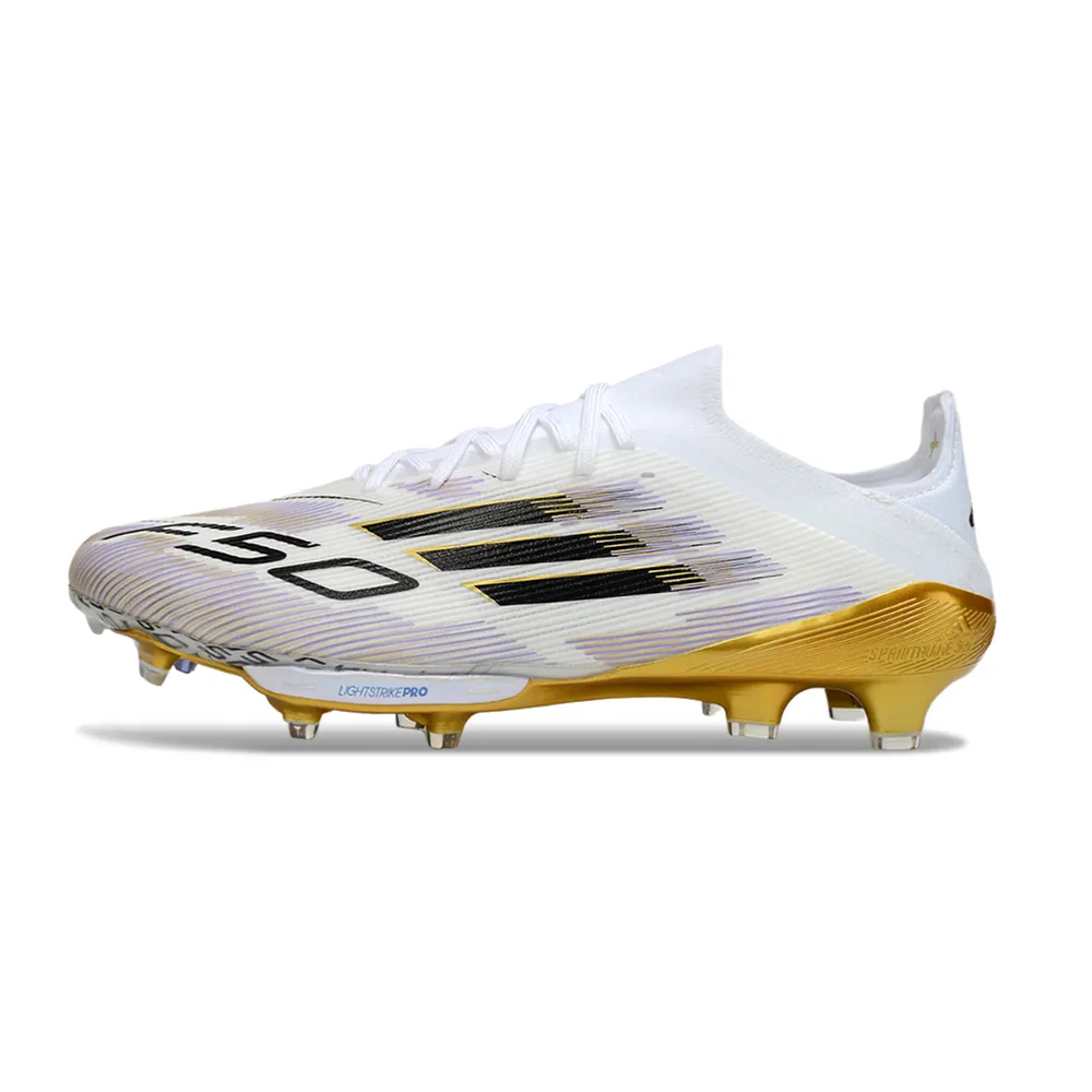 Chuteira Campo Adidas F50+ | Branca e Dourada