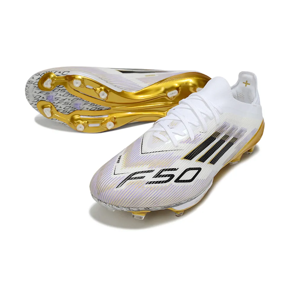 Chuteira Campo Adidas F50+ | Branca e Dourada
