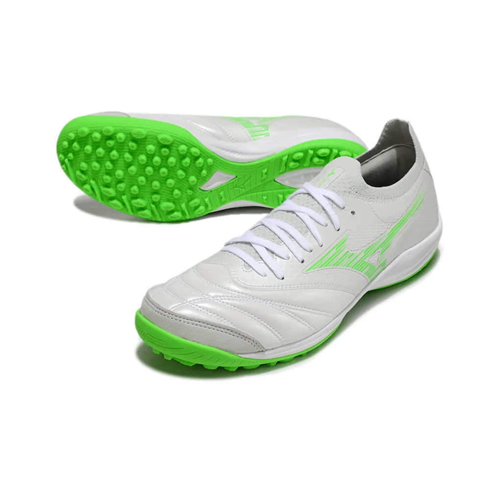 Chuteira Society Mizuno Morelia Neo Sala TF Branca Verde | Conforto