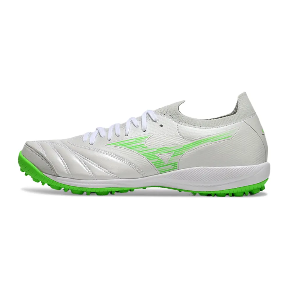 Chuteira Society Mizuno Morelia Neo Sala TF Branca Verde | Conforto