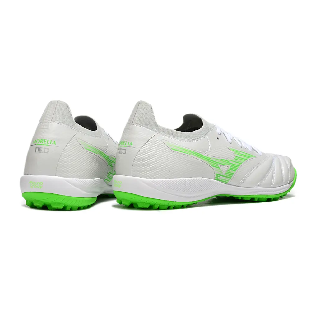 Chuteira Society Mizuno Morelia Neo Sala TF Branca Verde | Conforto