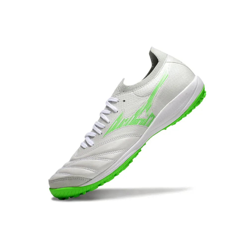 Chuteira Society Mizuno Morelia Neo Sala TF Branca Verde | Conforto