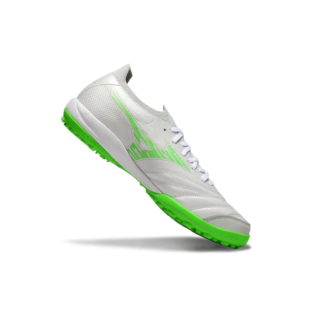 Chuteira Society Mizuno Morelia Neo Sala TF Branca Verde | Conforto