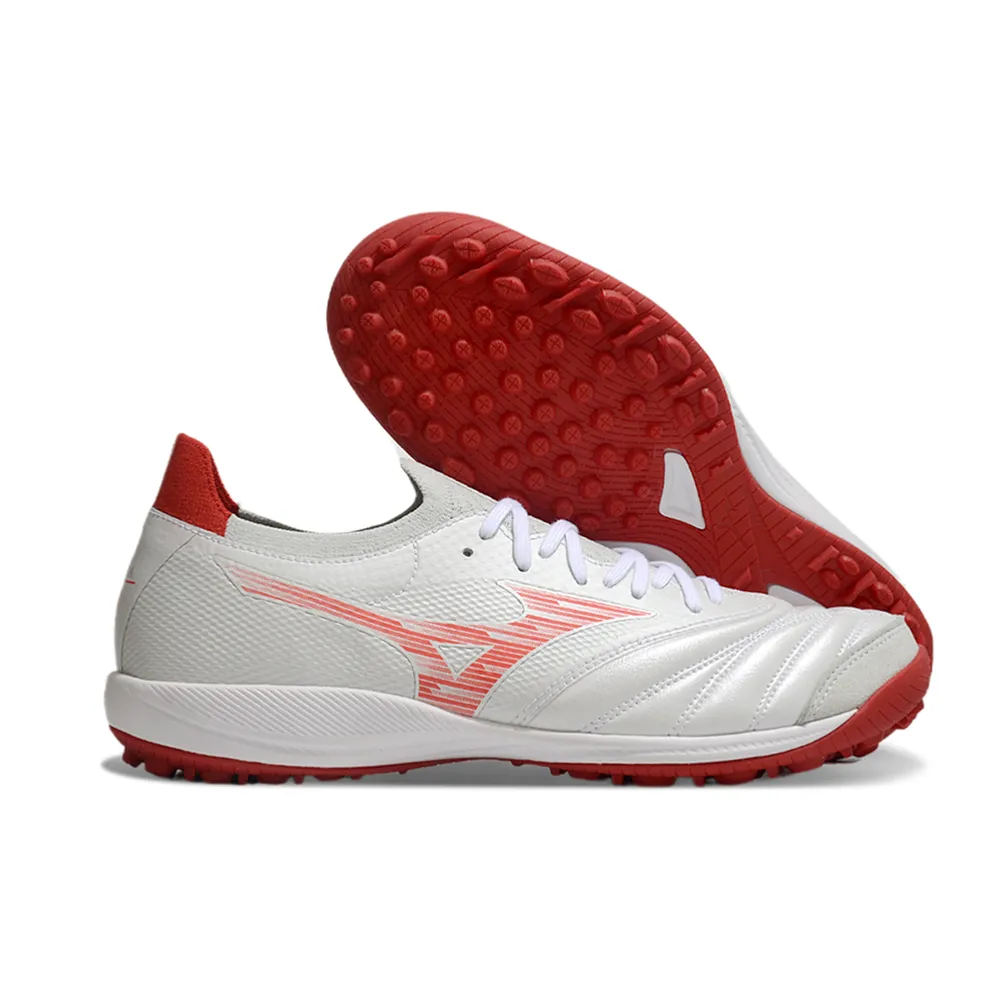 Chuteira Society Mizuno Morelia Neo | Branca e Vermelha