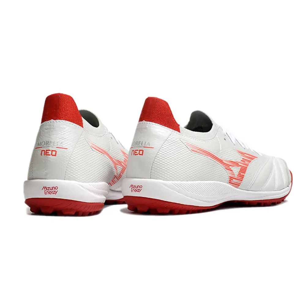 Chuteira Society Mizuno Morelia Neo | Branca e Vermelha