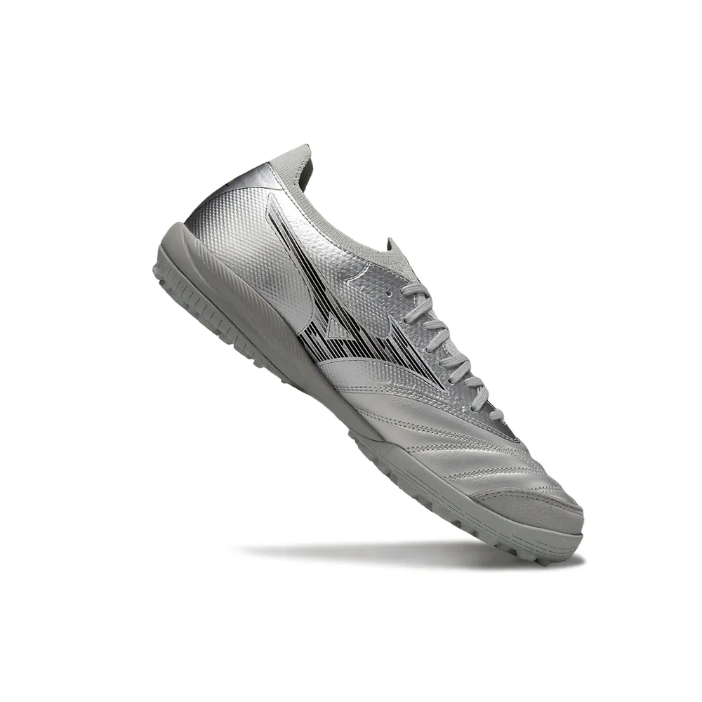 Chuteira Society Mizuno Morelia Neo Sala TF Prata | Leveza e Tração