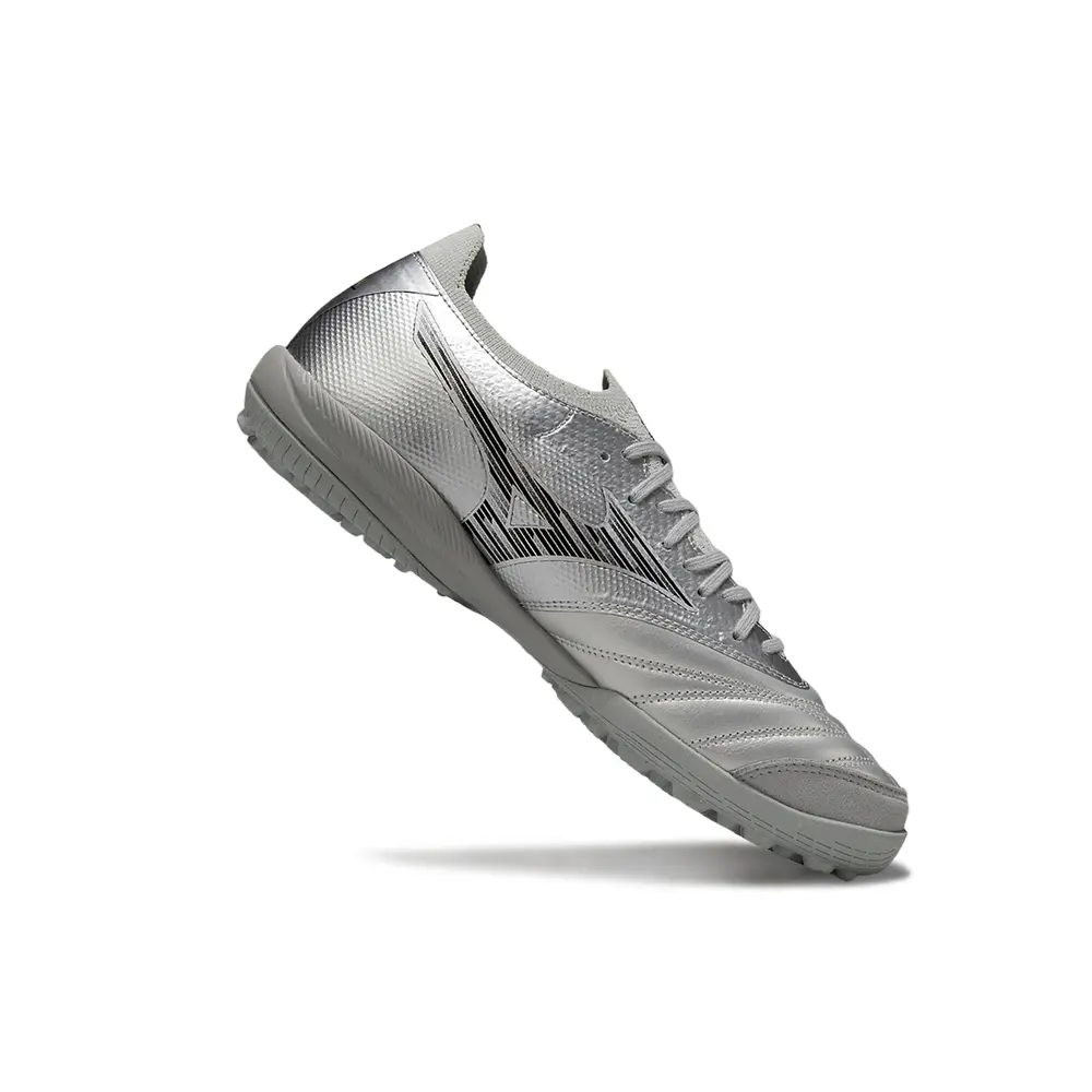Chuteira Society Mizuno Morelia Neo Sala TF Prata | Leveza e Tração