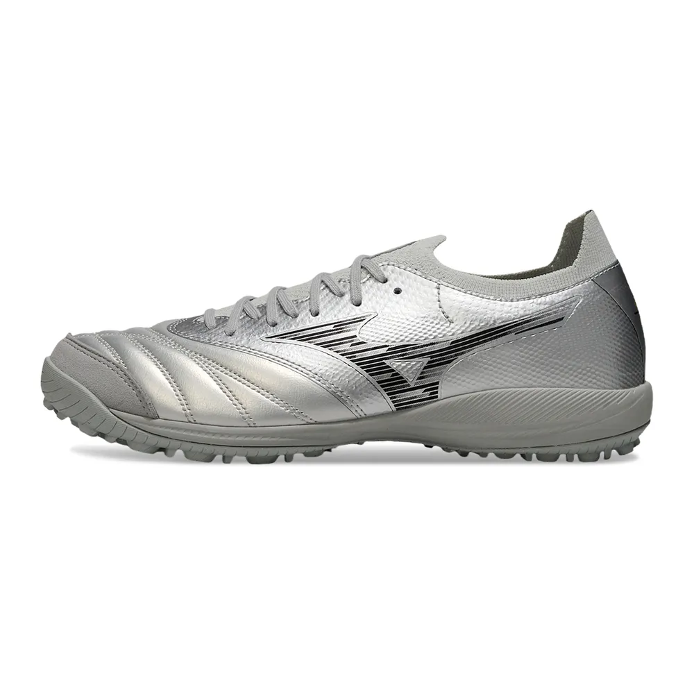 Chuteira Society Mizuno Morelia Neo Sala TF Prata | Leveza e Tração