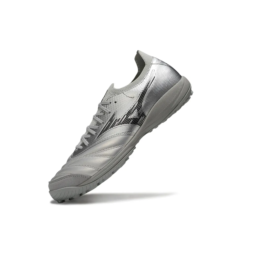 Chuteira Society Mizuno Morelia Neo Sala TF Prata | Leveza e Tração