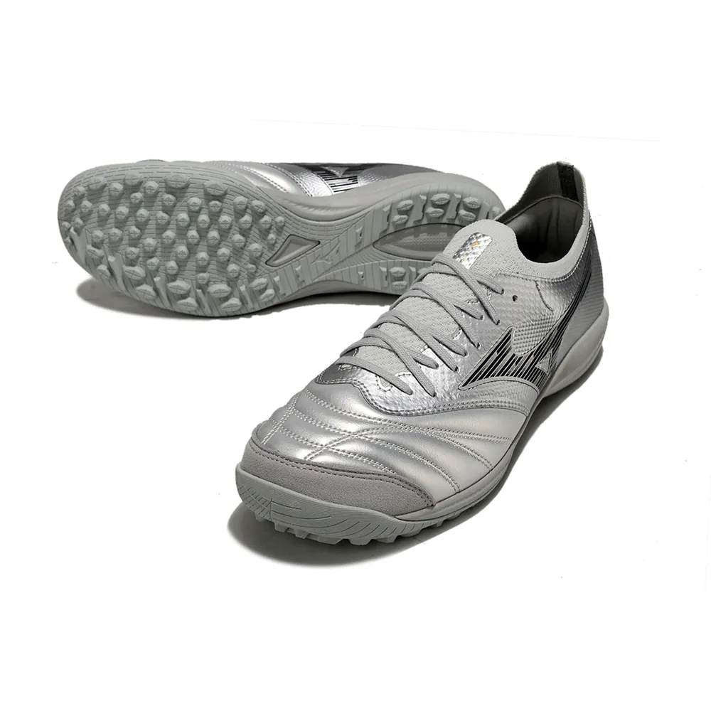 Chuteira Society Mizuno Morelia Neo Sala TF Prata | Leveza e Tração