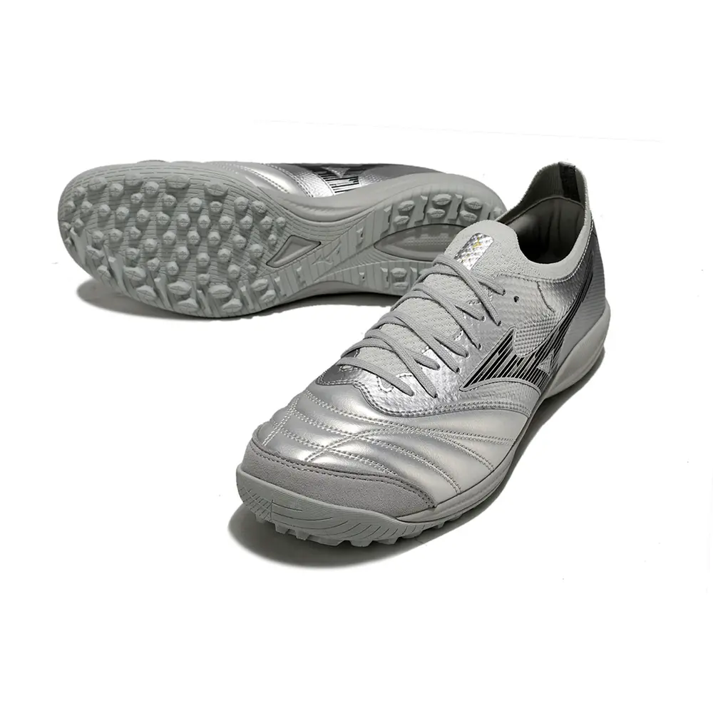 Chuteira Society Mizuno Morelia Neo Sala TF Prata | Leveza e Tração
