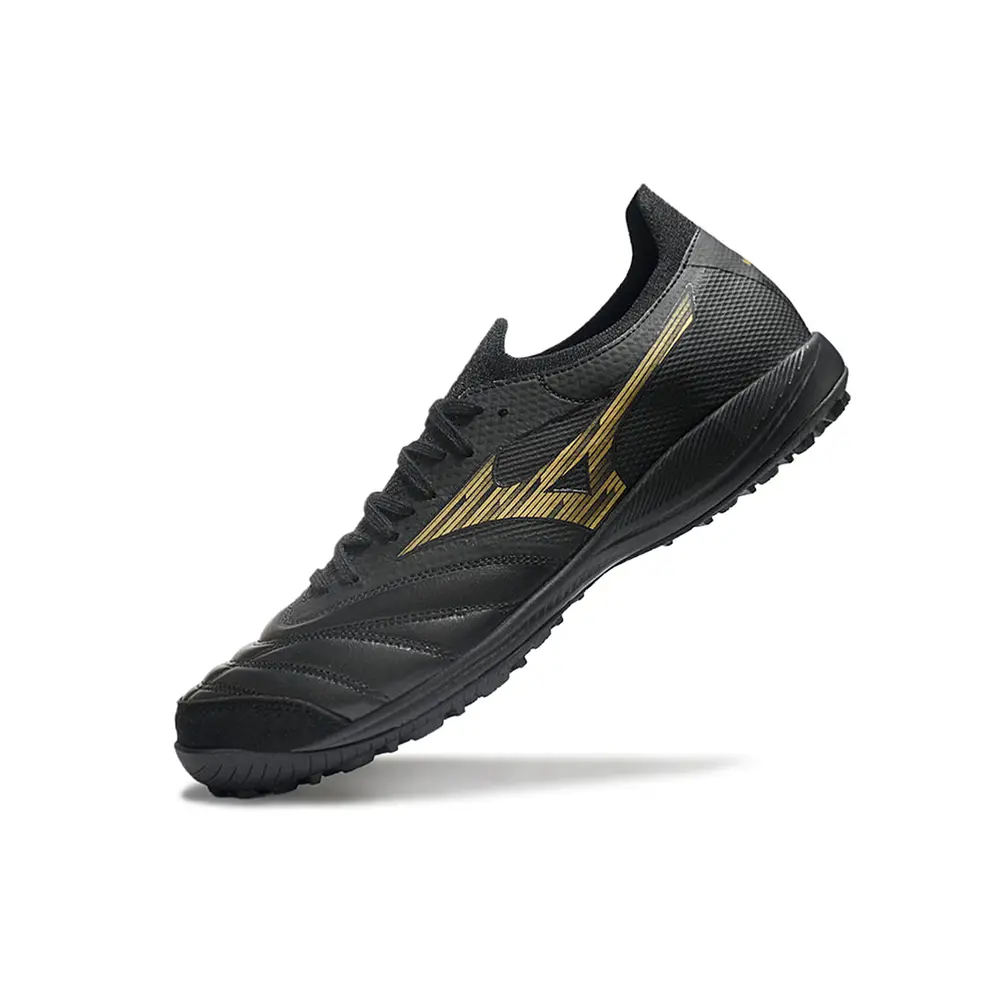 Chuteira Society Mizuno Morelia Neo Sala TF | Preta e Dourada