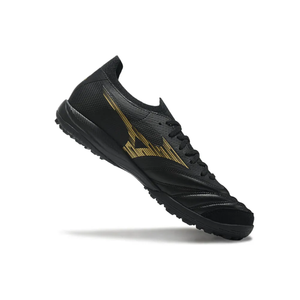 Chuteira Society Mizuno Morelia Neo Sala TF | Preta e Dourada