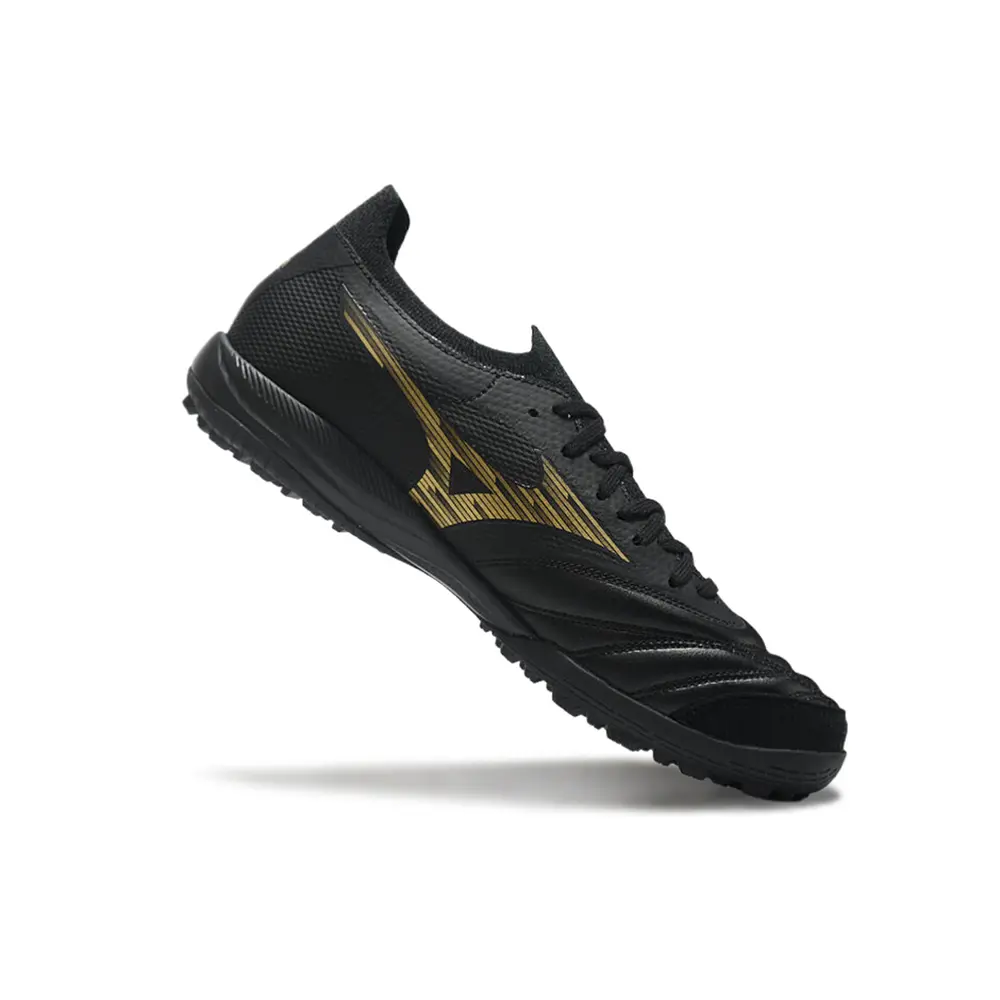 Chuteira Society Mizuno Morelia Neo Sala TF | Preta e Dourada
