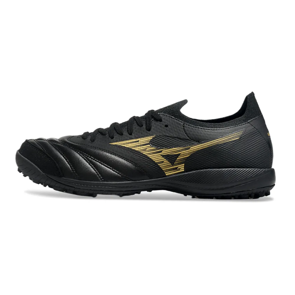 Chuteira Society Mizuno Morelia Neo Sala TF | Preta e Dourada
