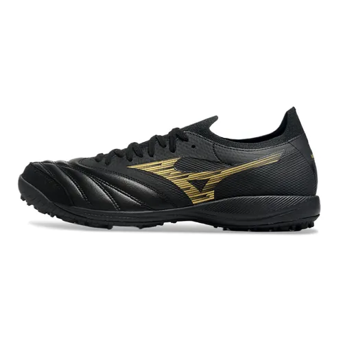 Chuteira Society Mizuno Morelia Neo Sala TF Preta e Dourada 