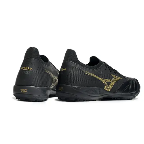 Chuteira Society Mizuno Morelia Neo Sala TF Preta e Dourada 