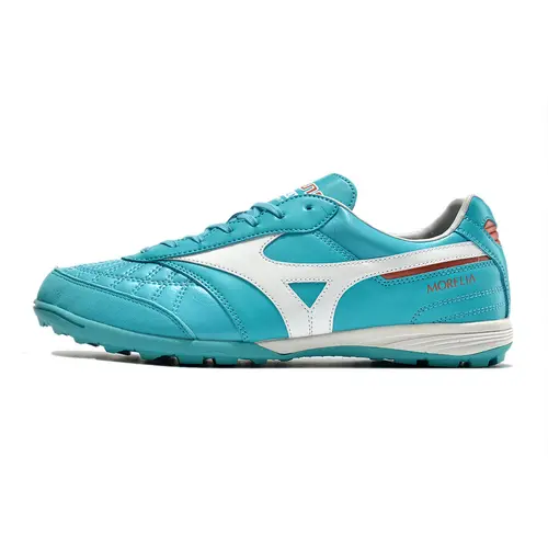 Chuteira Society Mizuno Morelia Sala Japan TF Azul e Branca 