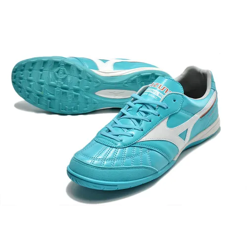 Chuteira Society Mizuno Morelia Sala Japan TF Azul e Branca 