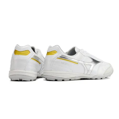 Chuteira Society Mizuno Morelia Sala Japan TF Branca e Prata 