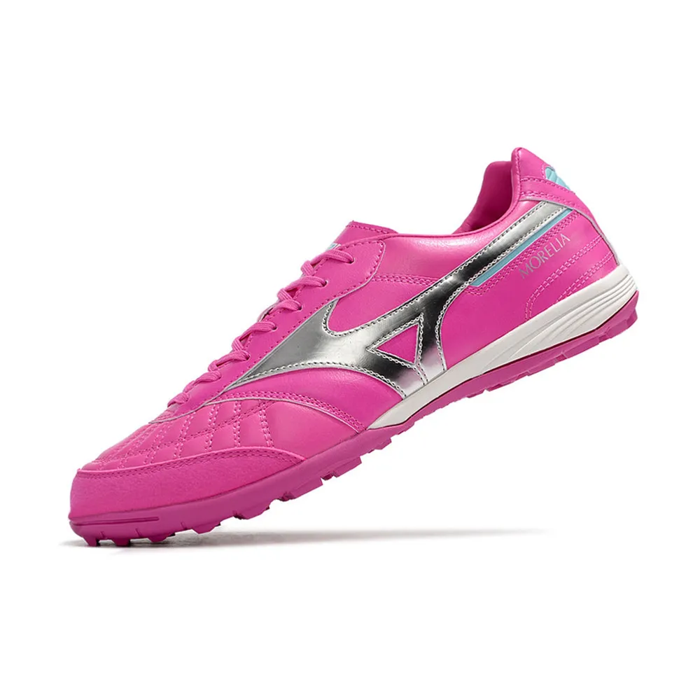 chuteira society Mizuno Morelia Sala Japan TF Rosa e Prata