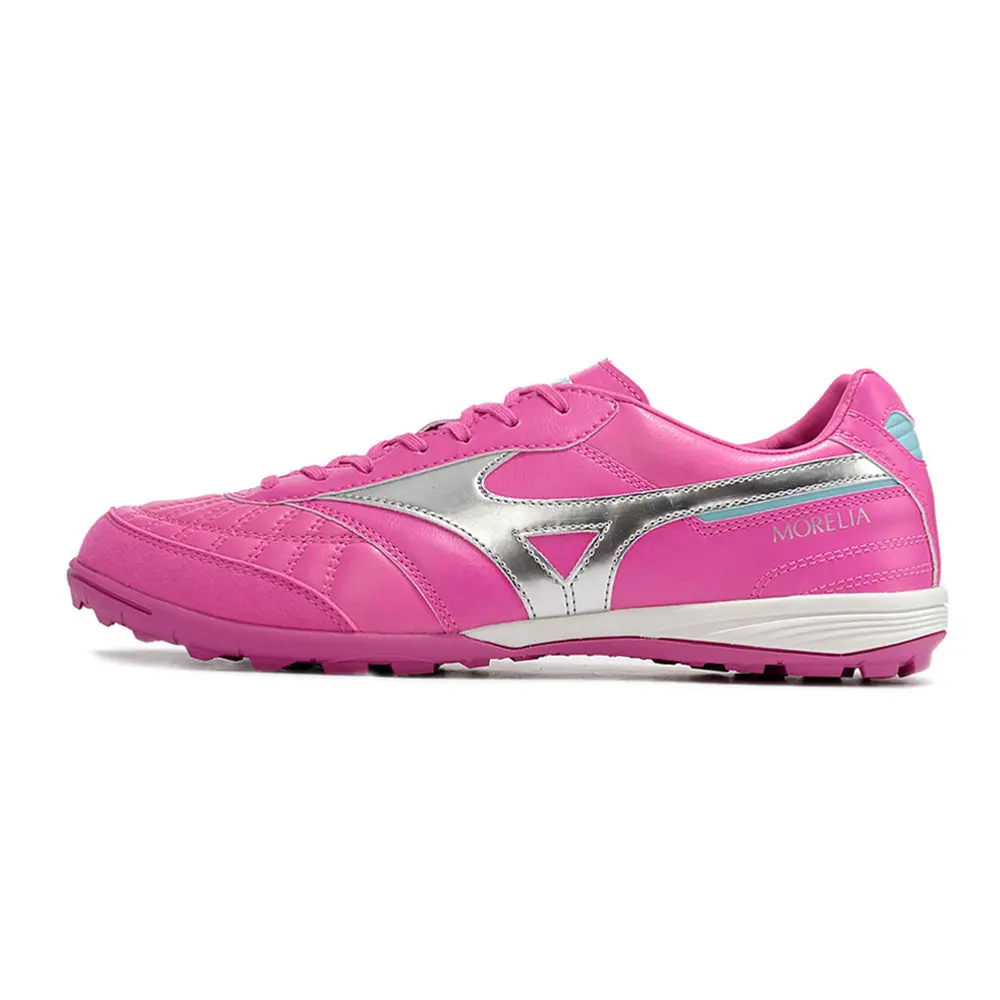 chuteira society Mizuno Morelia Sala Japan TF Rosa e Prata