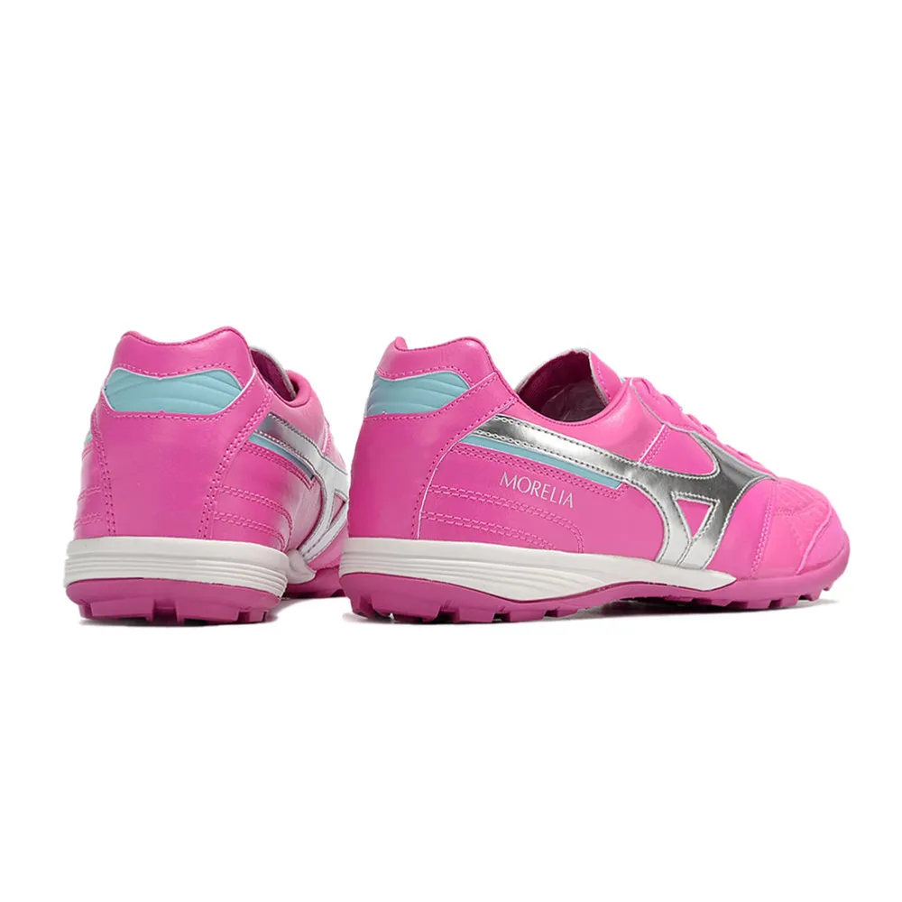 chuteira society Mizuno Morelia Sala Japan TF Rosa e Prata