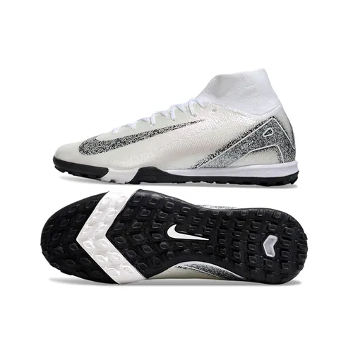 Chuteira Society Nike Air Zoom Mercurial Superfly 10 Elite TF Branca e Preta